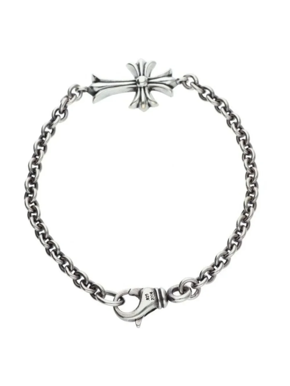 Chrome Hearts Chn Tny CH Crs Tiny CH Cross Chain Silver Bracelet